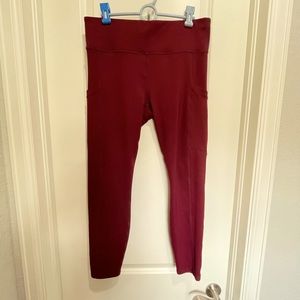 Fabletics cold-weather legging XL Maroon Side pockets